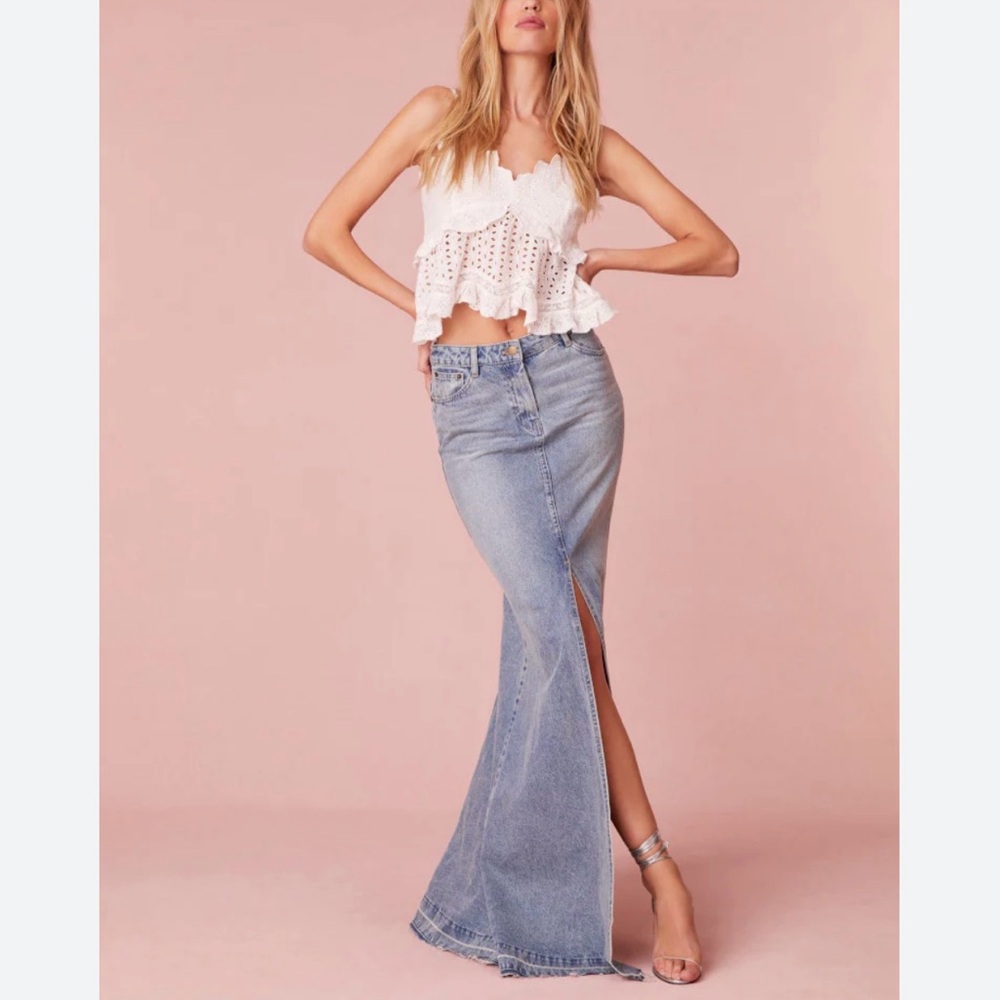 LoveShackFancy Blue Maxi Skirt